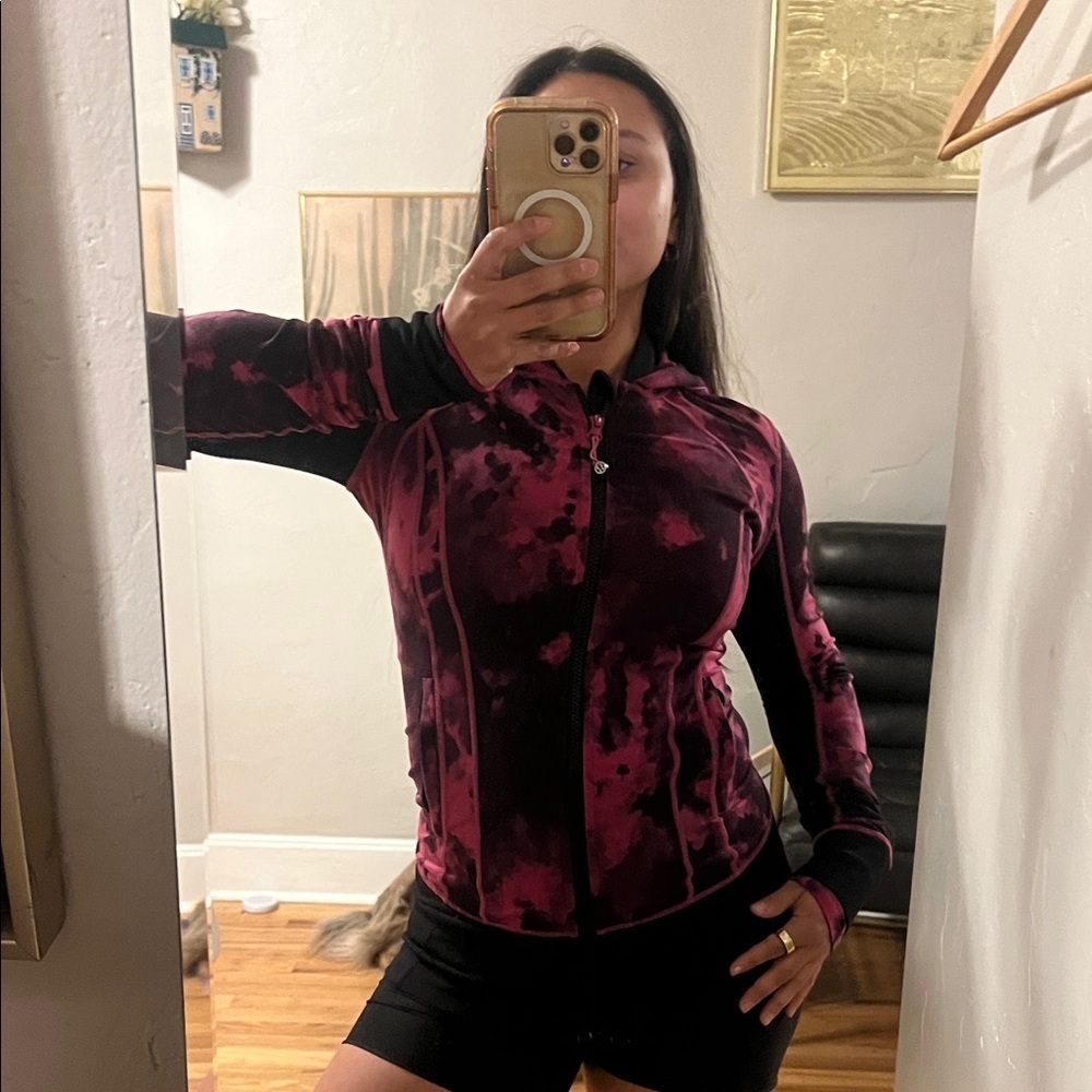 Lululemon Athletica pink and Black Zip-Up Hoodie